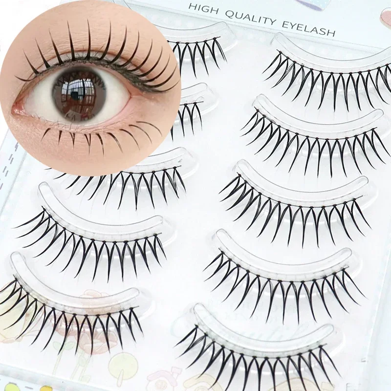 5 pares de cílios postiços individuais para mangá comic look em forma de u clusters cílios extensão coreano natural fino cílios macios