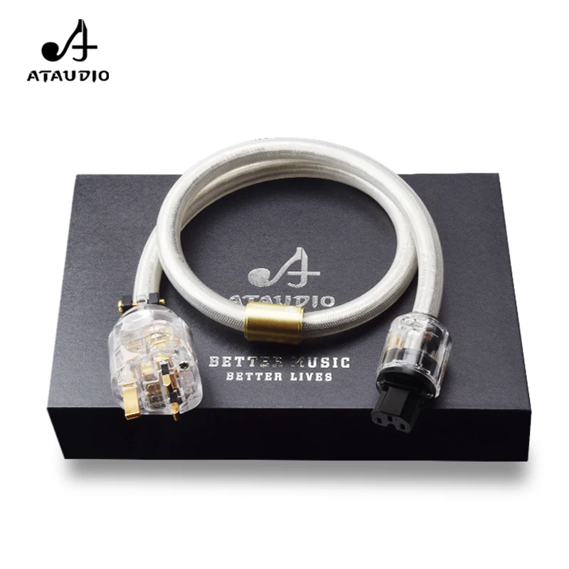 

ATAUDIO HiFi Powe Cable Hi-end British Standard 7N OFC Silver and Copper Mixed Power Cord Cable with UK Connector for Amplifier