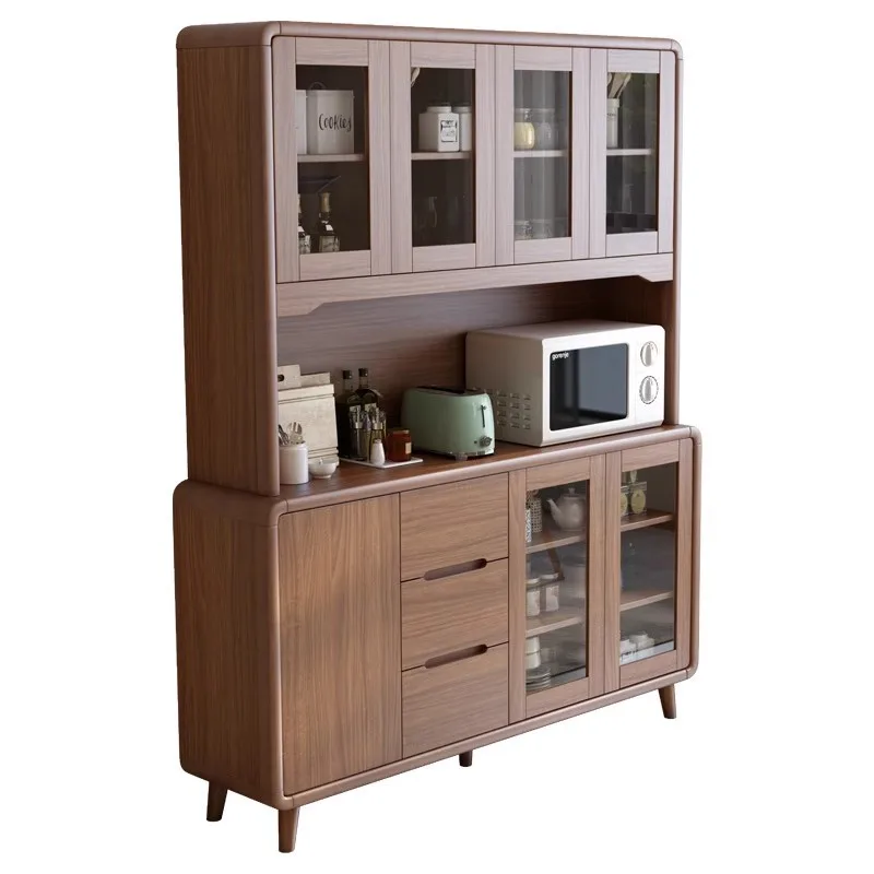 Side cabinet Solid wood frame Tea and wine cabinet Kitchen storage cabinet