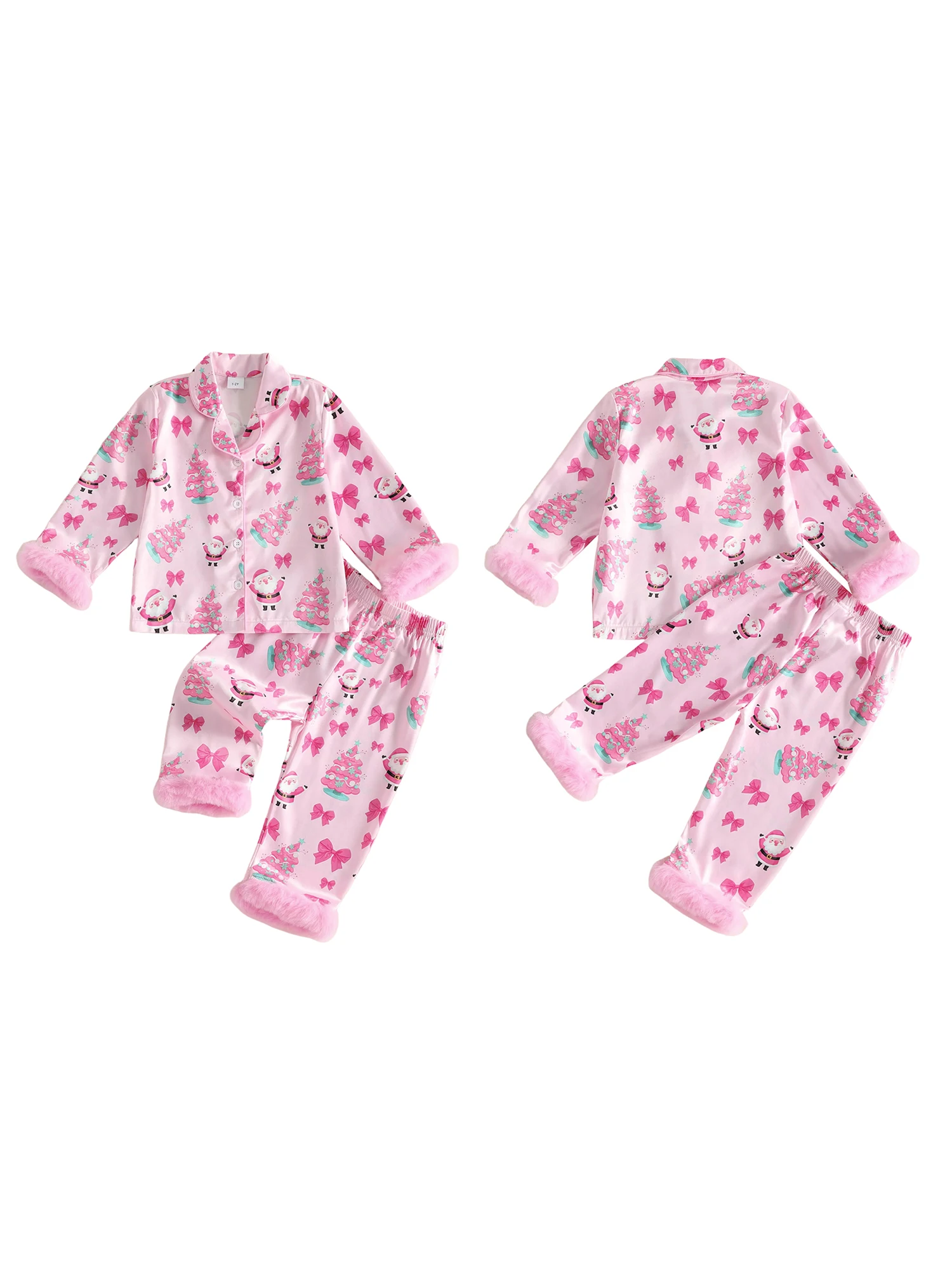 Girl Tree Set Santa Tree Set Santa Girl Christmas With Girl Christmas Pajamas Long Sleeve Girl Christmas Pajamas