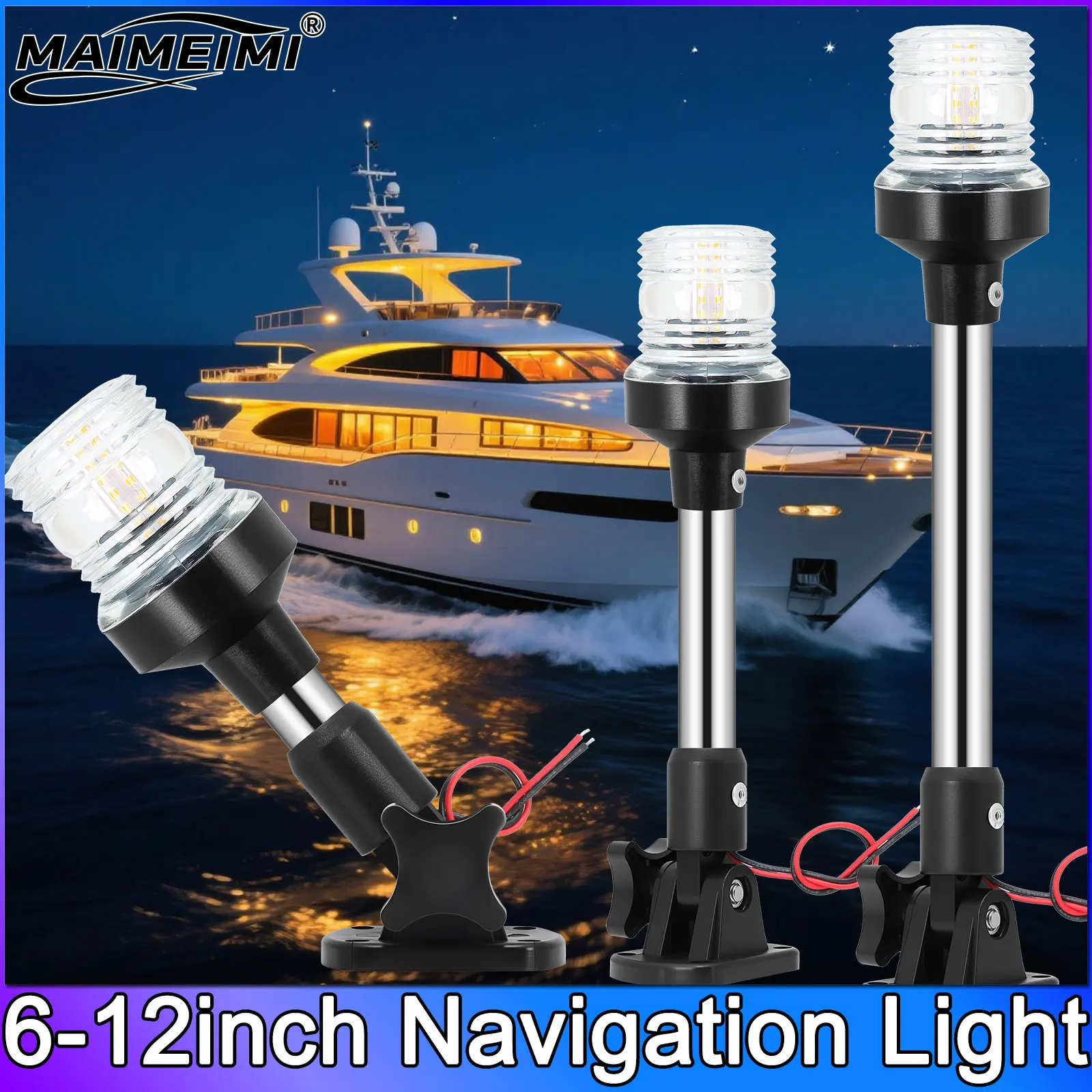 

1 шт. навигационный фонарь 360 градусов белый светодиодный складной кормовой фонарь якорные фонари для понтонов/рыбацких лодок 6 дюймов 9 дюймов 12 дюймов
