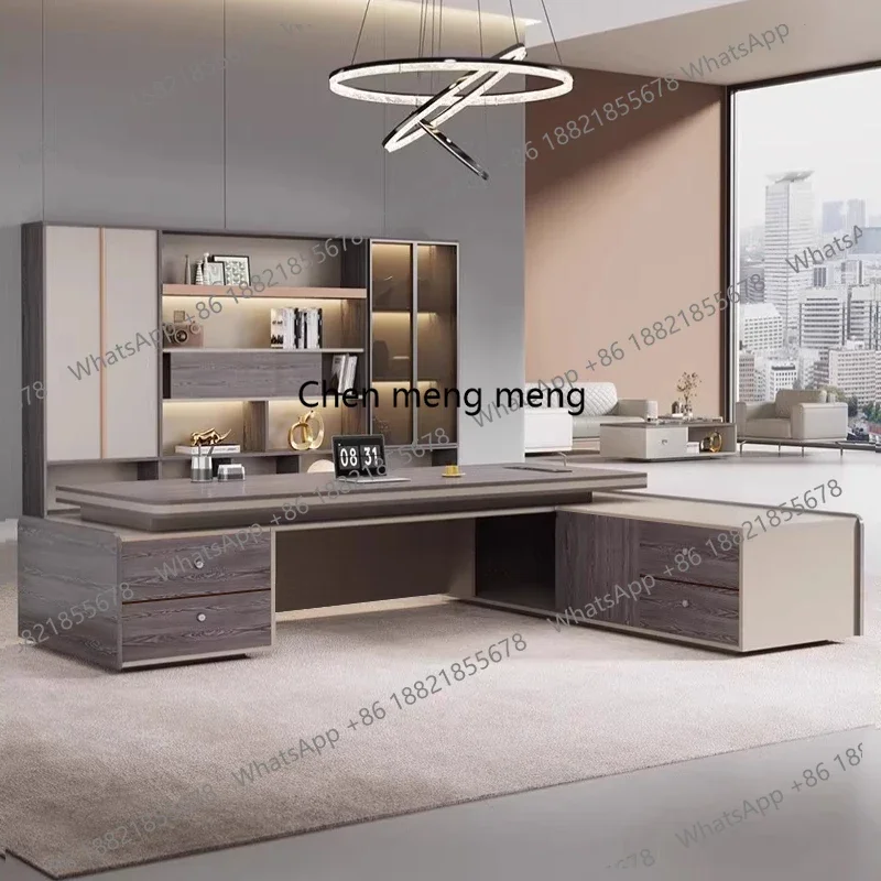 

Легкий роскошный комплект офисного стола и кресла для руководителя, простой современный стол для менеджера или президента, офисная мебель.