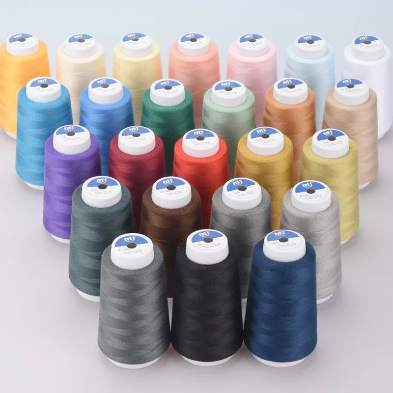 402 خيط خياطة 2100 ياردة كل بكرة بلون أبيض وأسود خيط خياطة للآلة وأدوات خياطة البوليستر المنزلية #2