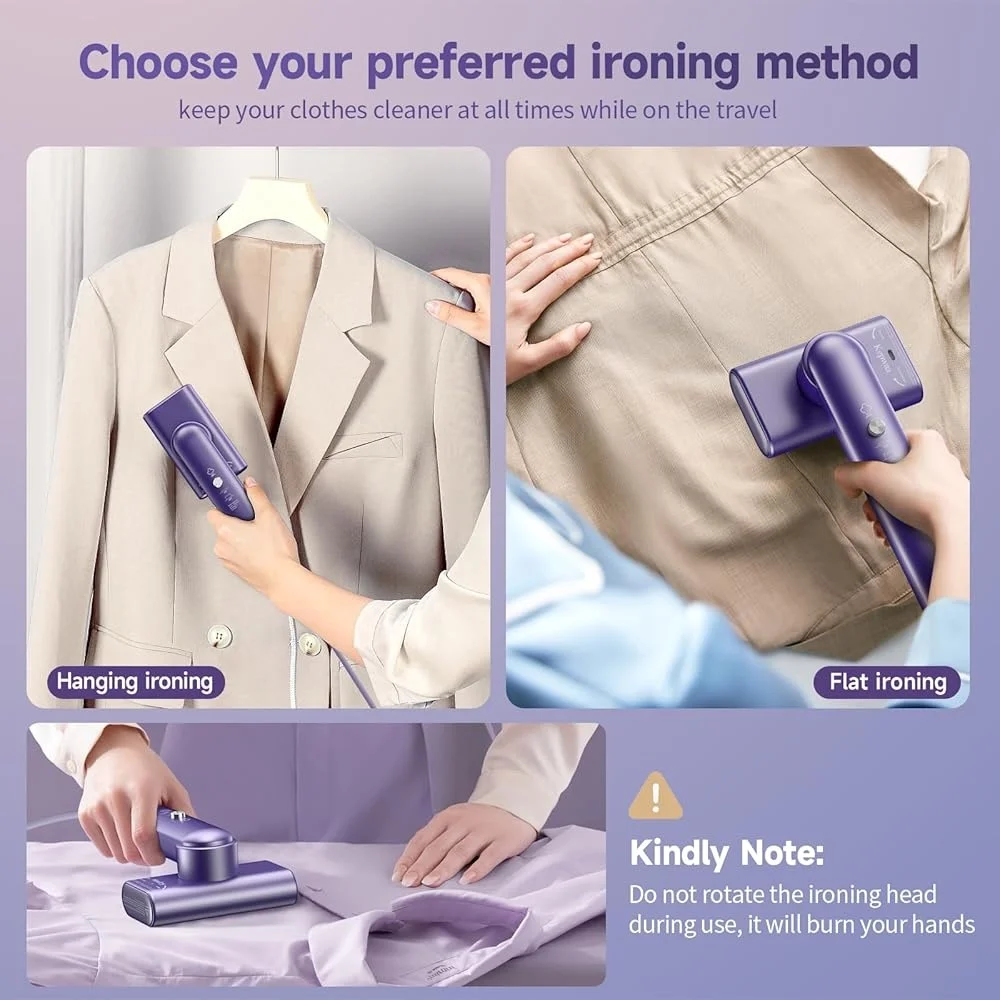 Travel Portable Handheld Fabric Steamer 1200W Fast Heat-up Rotary Mini Iron Clothes Wrinkles Home Vacation Easy Use