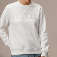 CHCH Women's Hoodie 2026 New Simple Pearl Embroidered Top Women's Beige Loose Long Sleeve Hoodie - Image 3