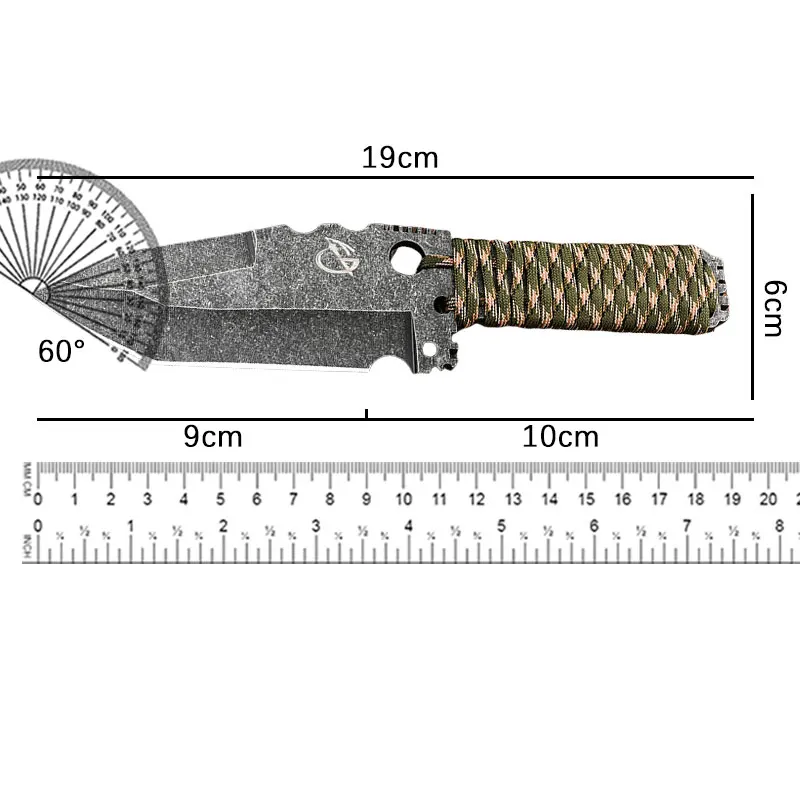 Outdoor high hardness survival knife, wilderness travel camping straight knife, thickened integrated steel survival knife