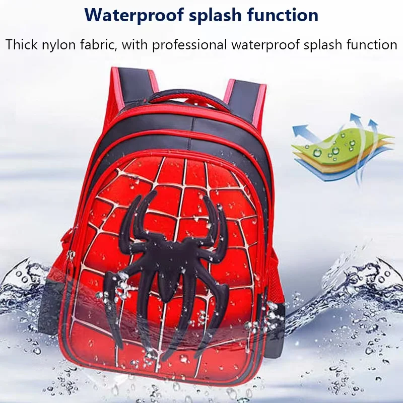 Mochila escolar de araña de dibujos animados tridimensionales en 3D, conjunto de mochila escolar para niños, bolso de hombro bonito de dibujos animados para niños