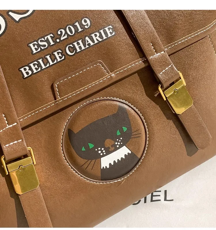 High Quality Textured PU Shoulder Bag Retro Brown Color Fashion Backpack Large Capacity Women Handbag Female Travel Bag