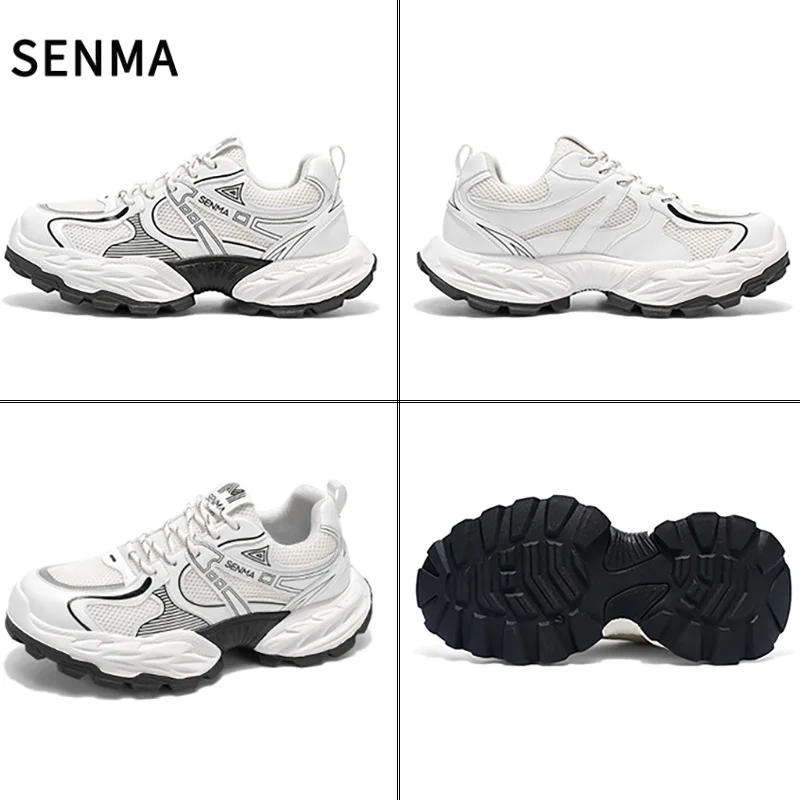 أحذية SENMA الرجالية مصممة للأب، أحذية رياضية كاجوال شبكية قابلة للتنفس، أحذية رياضية مكتنزة للرجال، أحذية ركض خارجية سميكة القاع