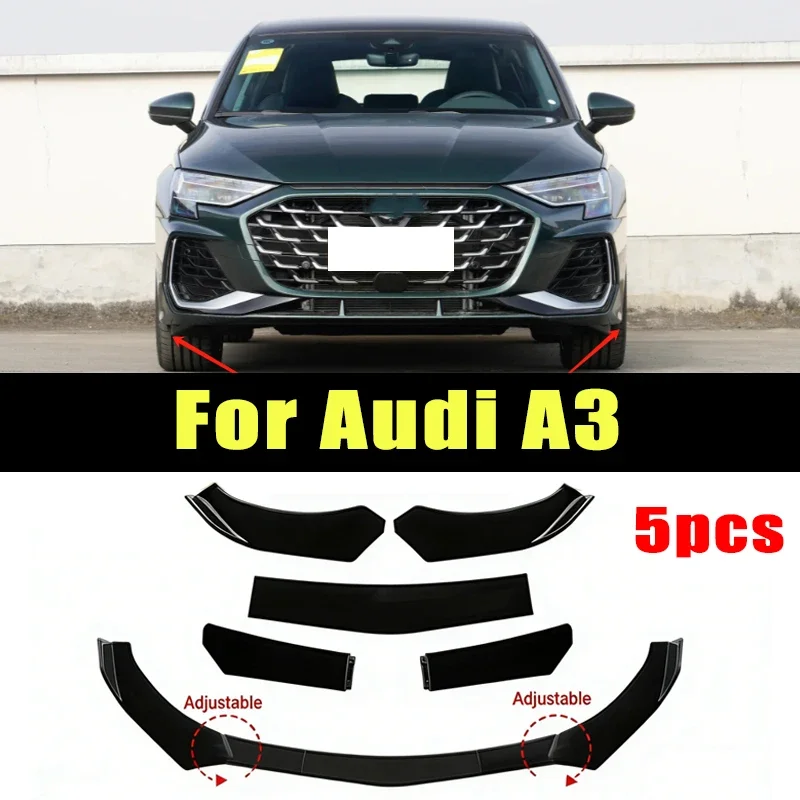 

5Pcs ABS Material Universal Car Front Bumper Separator Bumper Lip Body Kit Duck Lip Separator For Audi A3 Car Accessories