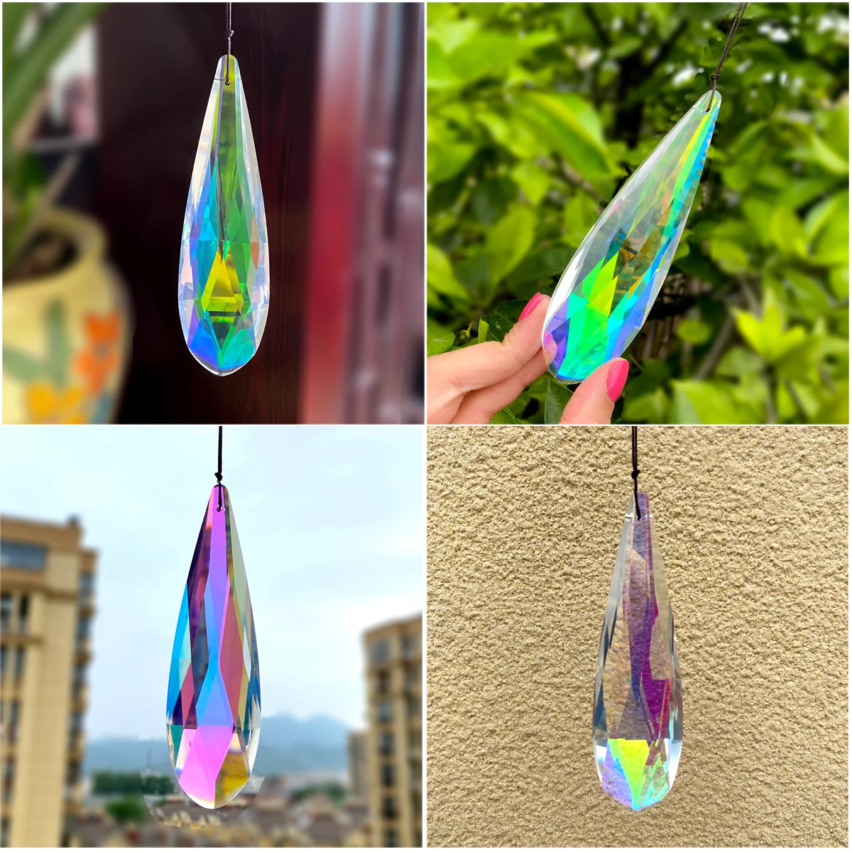 120mm Colorful Crystal Suncatcher Prisms Drop Pendant Glass Rainbow Window Garden Hanging Decor Chandelier Parts DIY Gift