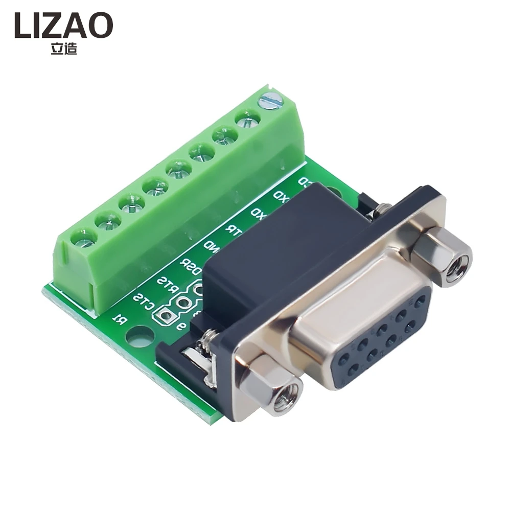 DB9 Male/Female to Terminal Block Adapter, RS232/RS485 Serial to 9-Pin Screw Terminal Breakout Board