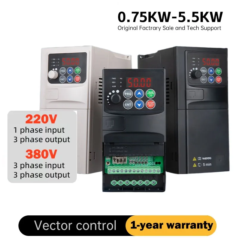 VFD Inverter 0.75KW 1.5KW 2.2KW  Frequency Inverter 1P-3P 220V 3P-3P 380V Output Frequency Converter Variable Frequency Drive