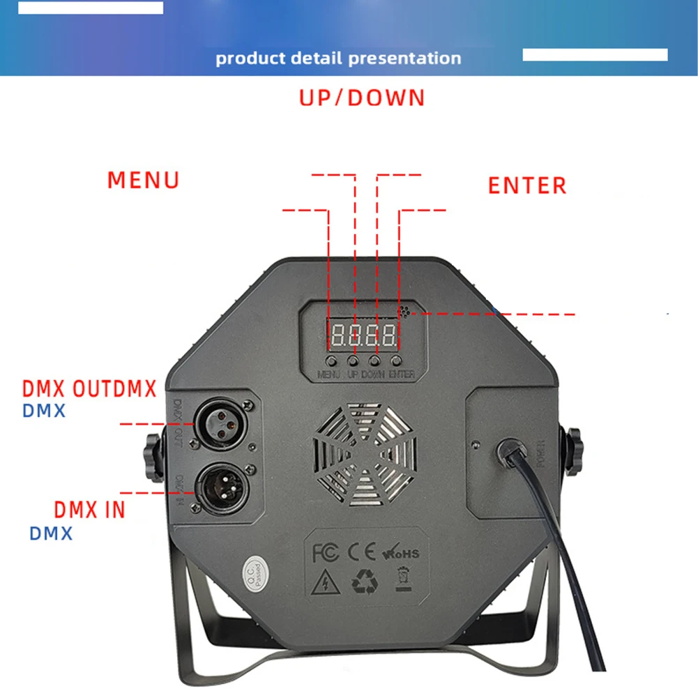 리모컨 포함 무대 DJ 조명, 9 가지 조명 모드, 18 LED RGB DMX512 디렉터, 휴대용 LED 무대 램프, 결혼식 생일