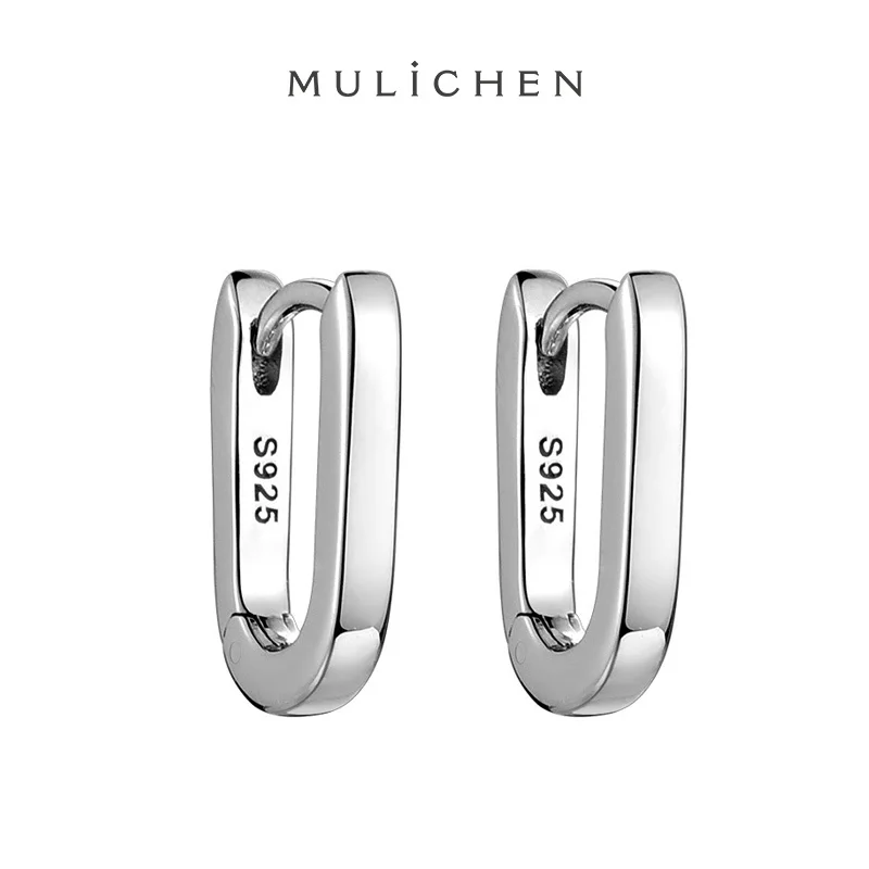 

Мужские Серьги Slver 925 стандартной длины, корейские модные овальные однотонные U-образные черные серьги для мужчин 2023