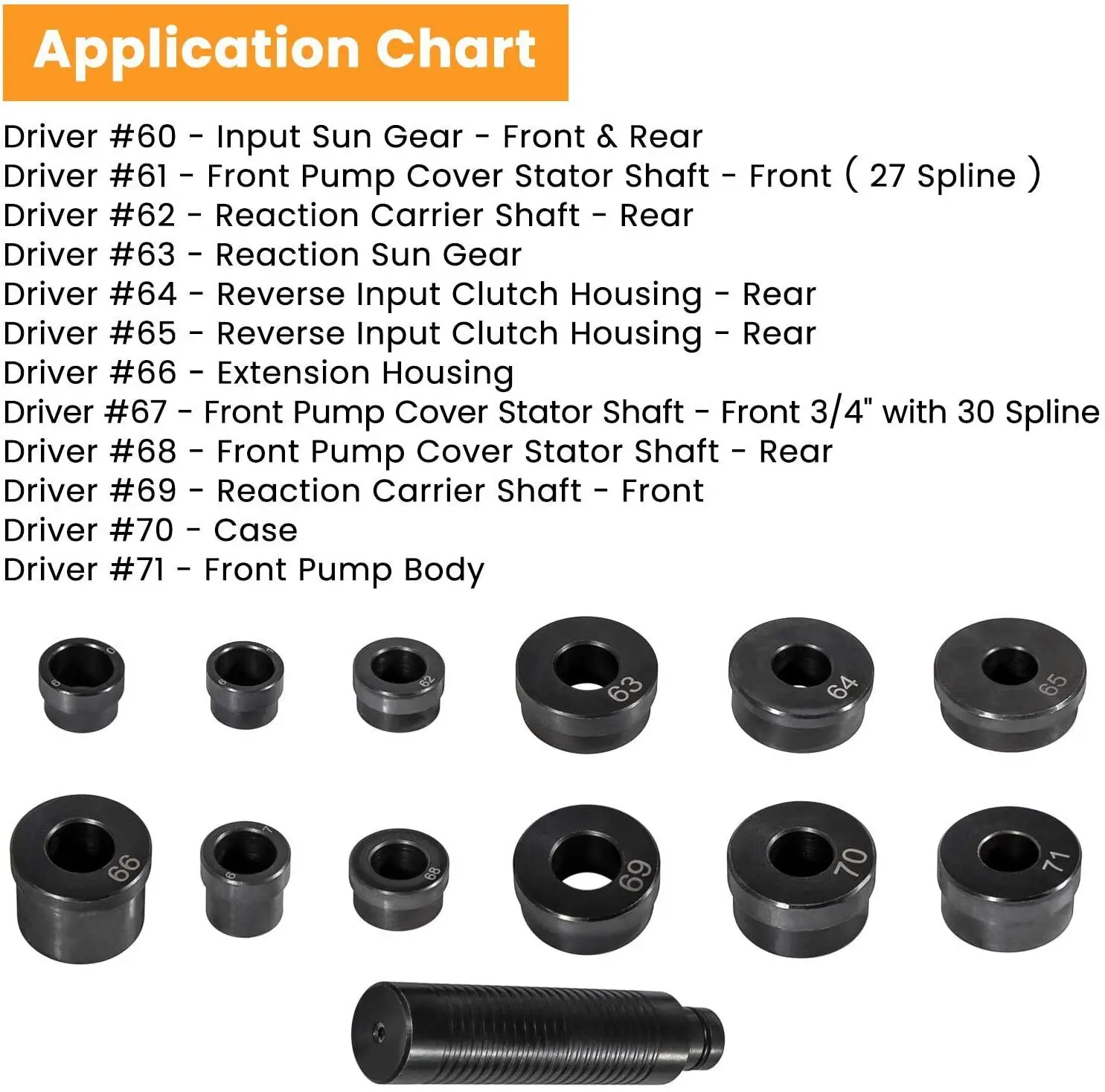 T-0220-700R4 Master Bushing Driver Set for GM 700-R4 4L60 4L60E 4L65E Transmissions Bushing Bearing Seal Installer Remover Set