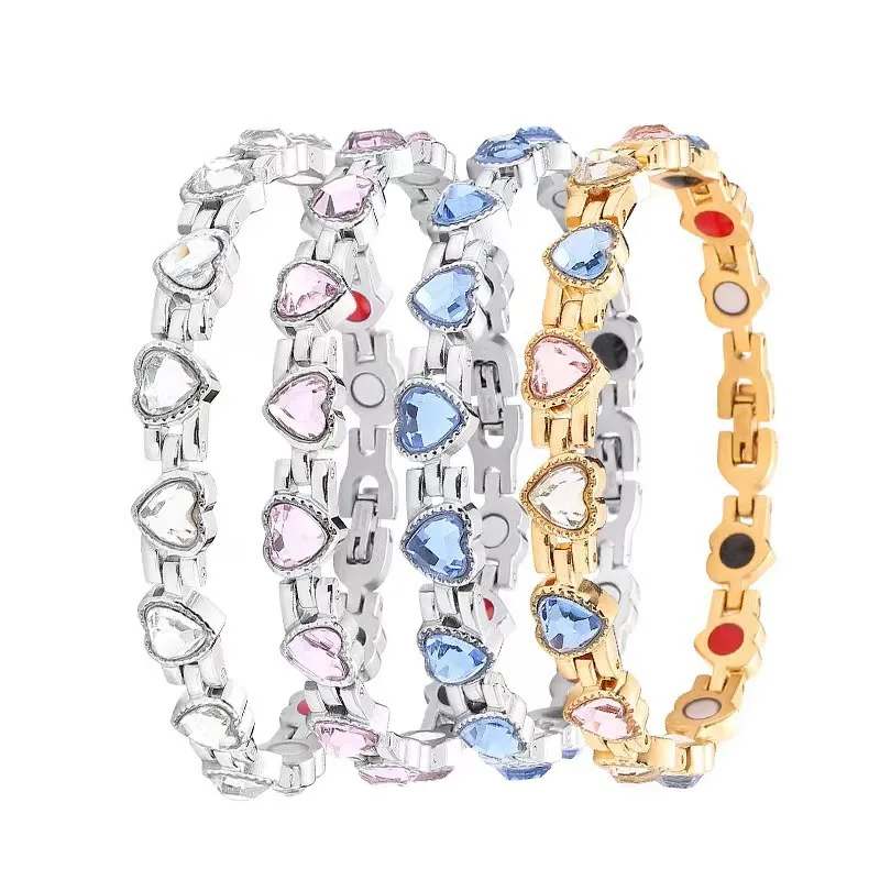 Arthritis Treatment Lymphatic Detoxification Pain Relief Strength Bracelet Women\'s Adjustable Crystal 3500 Gauss Magnet Jewelrys