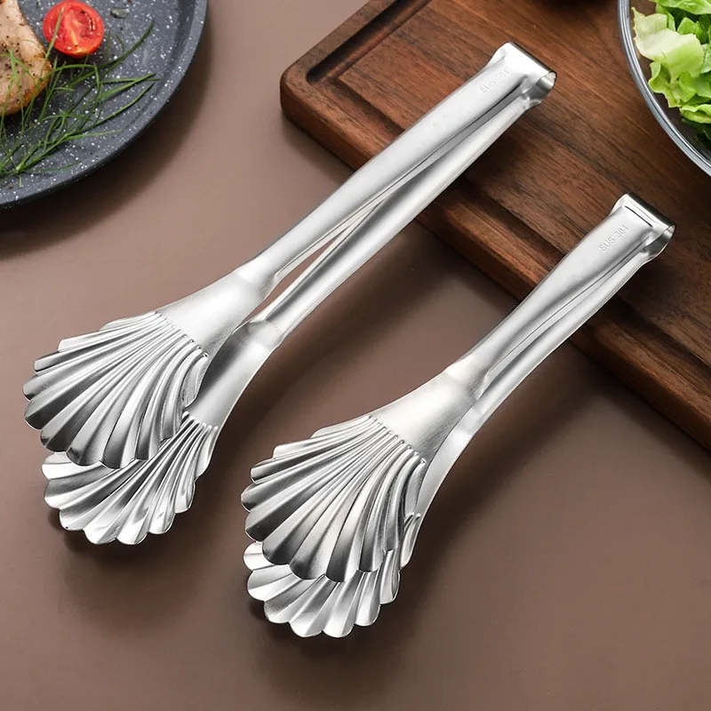 23/28cm Creative Shell Head Barbecue Food Tongs Stainless Steel Steak Clamp Cake Bread Clip BBQ Grill Kitchen Cooking Utensils