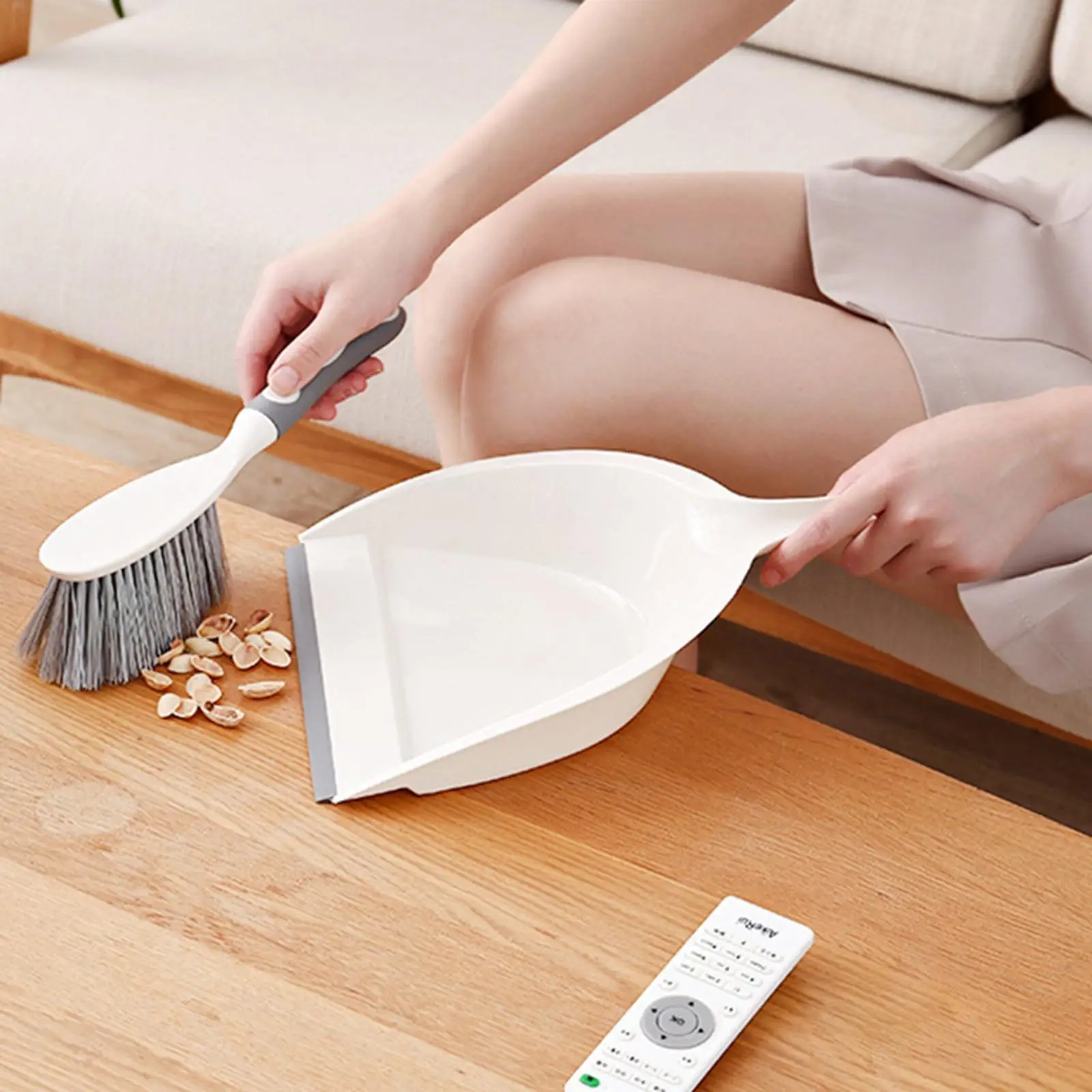 Dust Pans with Brush Bristles Brush Rubber Edge for Desk Kitchen Dirt Pickup