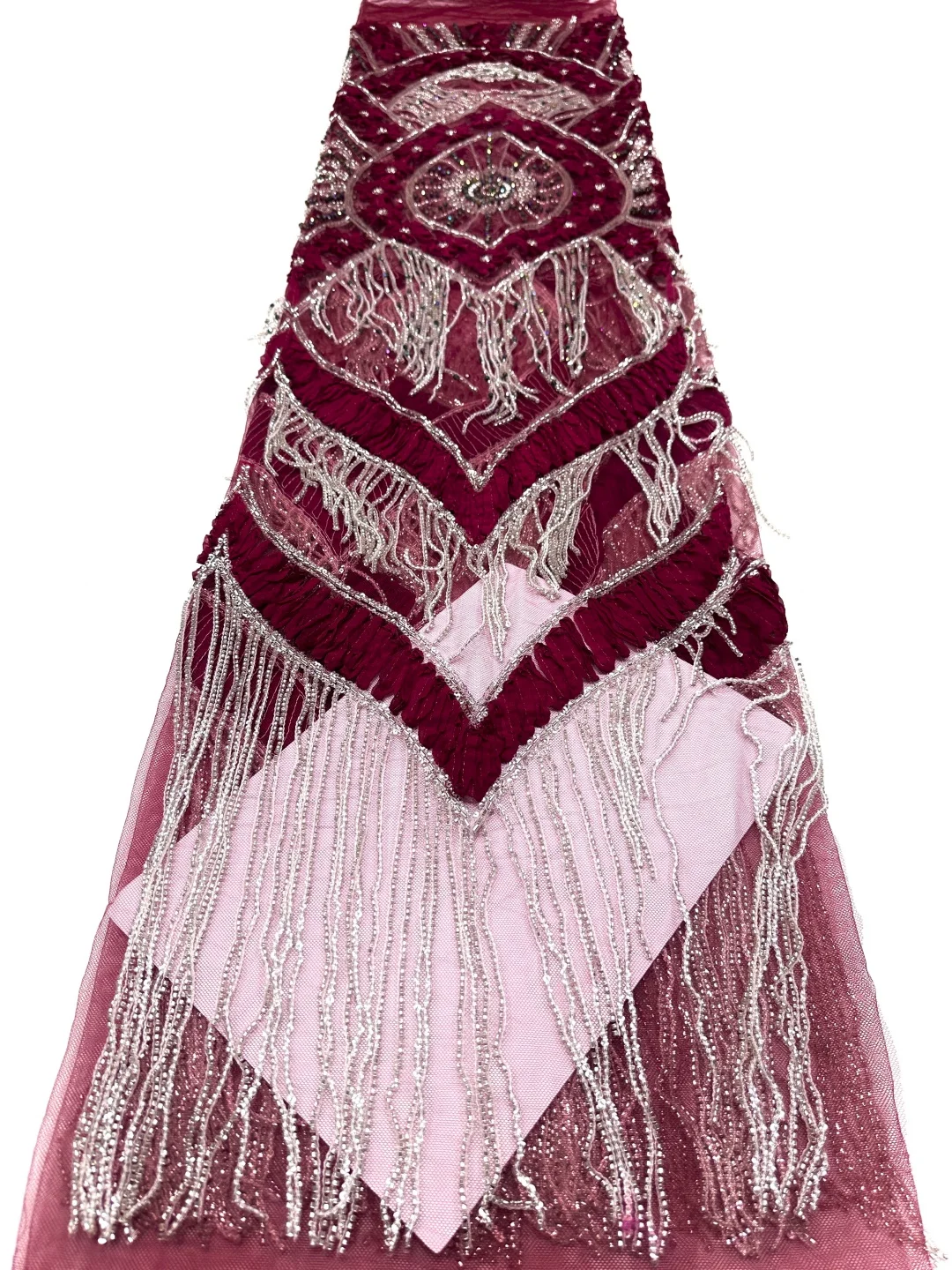 2026 Luxury French African Tassels Velvet Embroidery Crystal Beads Lace High Quality Nigerian Sequin Lace Fabric For Wedding