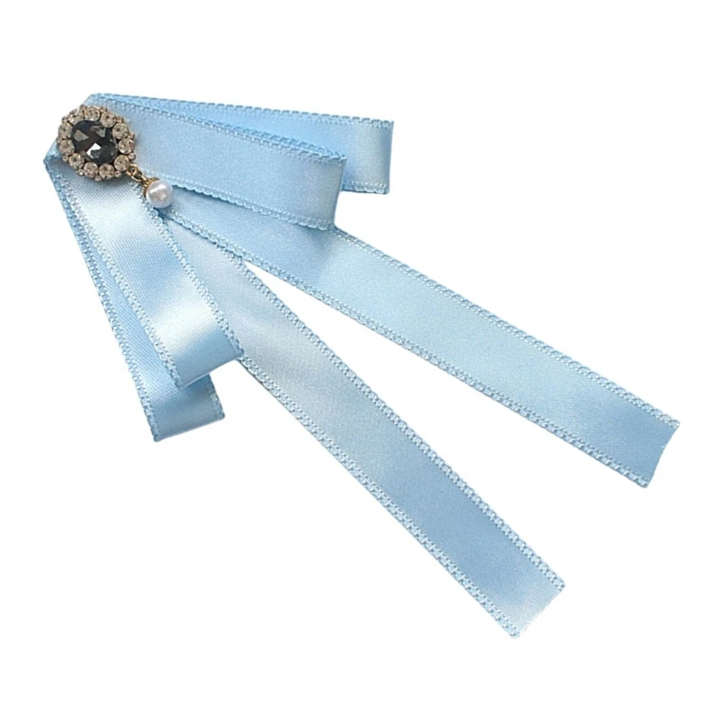 Elegant Rhinestones Pin Necktie Ribbon Bows Crystal Versatile Accessory