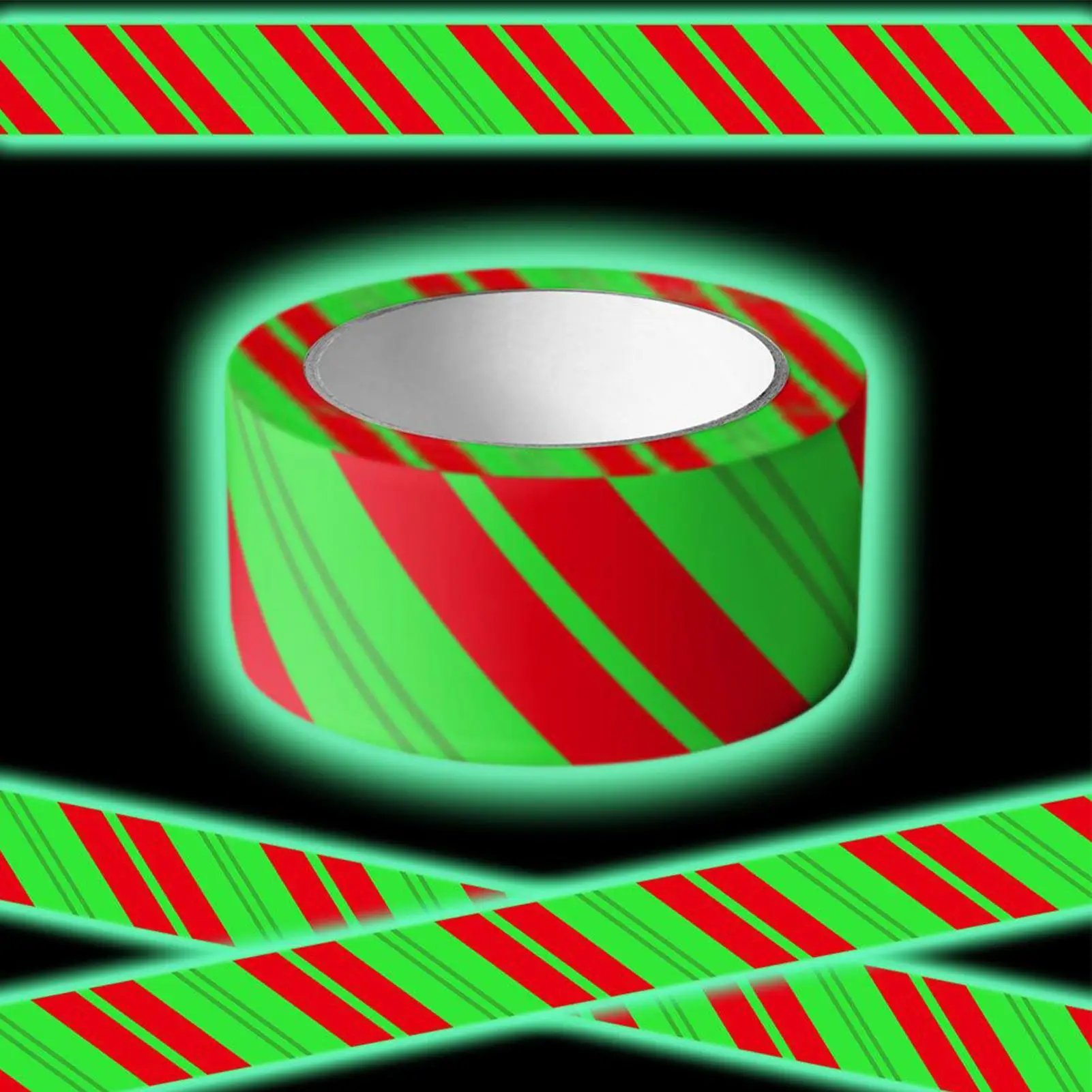 Cinta de precaución navideña de 500x5cm que brilla en la oscuridad, decoración de temporada, cintas de advertencia de peligro navideño para camino de campamento escolar, escaleras