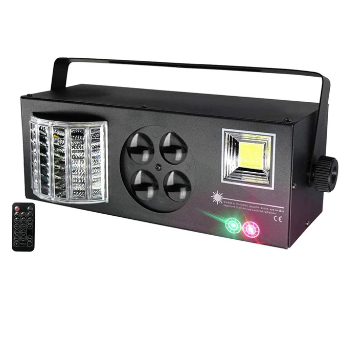 BOTAI RGBW 4 IN 1 Mixed Patterns Beam Strobe Laser Effect Lighting by DMX & Remote Stage Lights