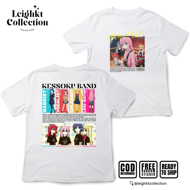 T-shirt Bocchi the Rock! Kessoku Band Shirt Anime Cotton Spandex Unisex