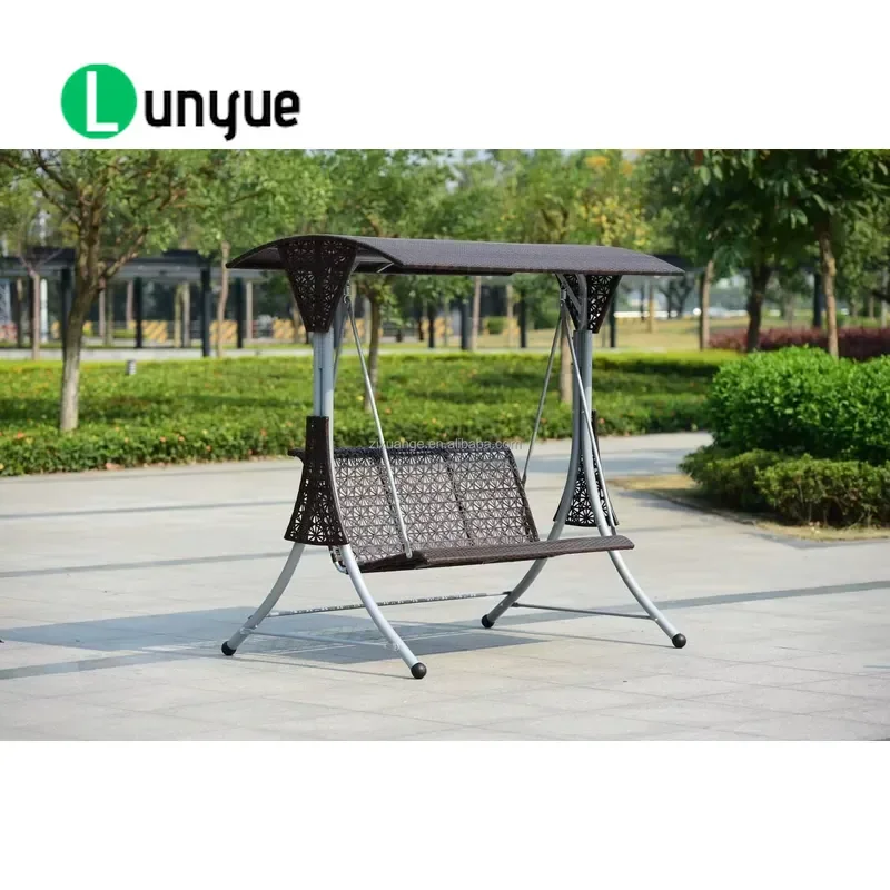 3 Seater Outdoor Garden Swing Set with Canopy Adult Patio Terrace Swing Chair Furniture for Backyard Lawn Entertainment