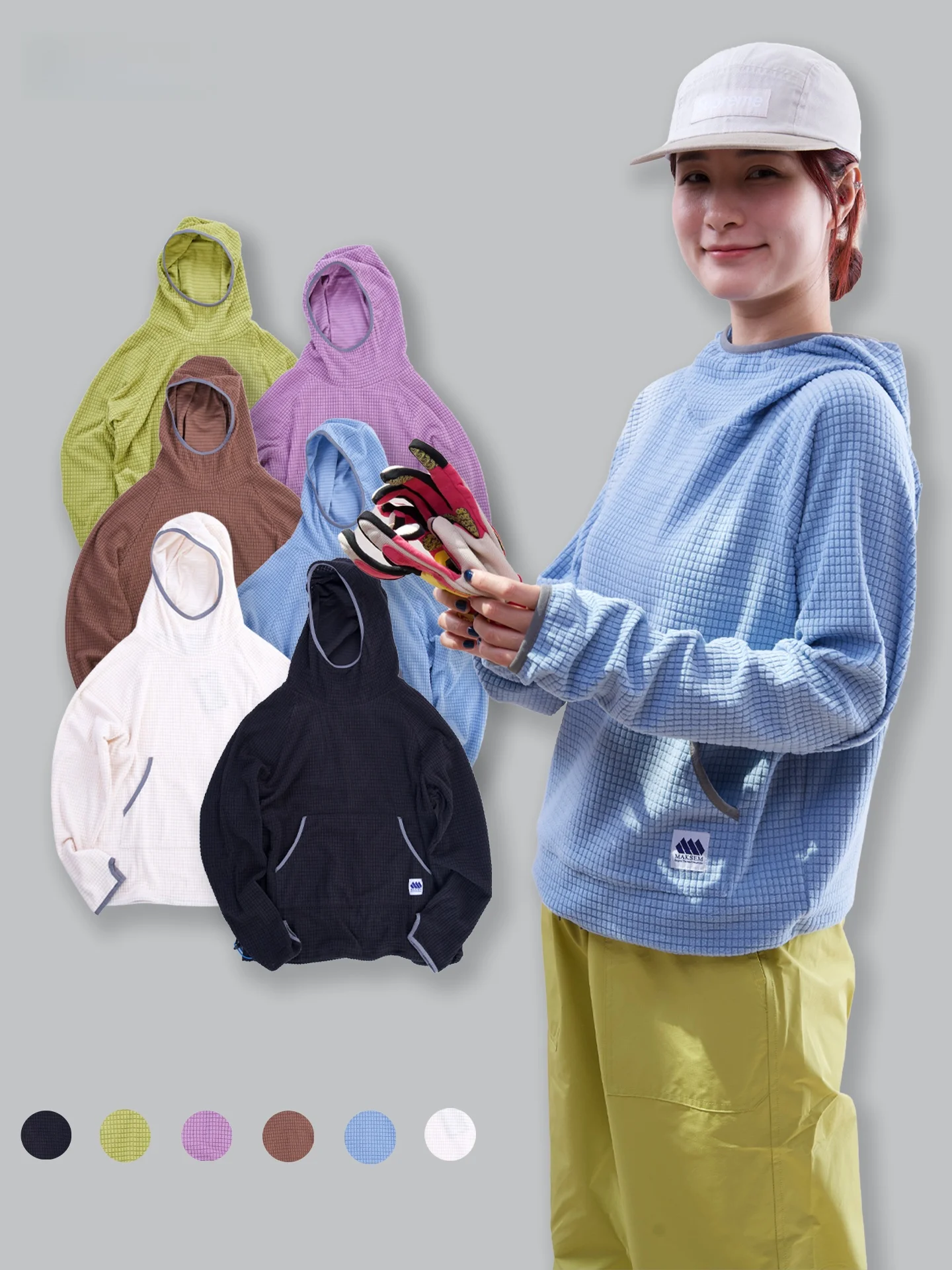 Fleece Lined Hoodie Long Sleeve Plaid Patterned Casual Loose Fit Unisex Polyester Spandex Blend Hooded Sweatshirt