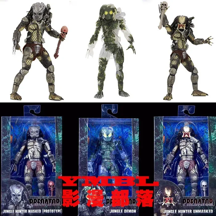 

18CM Aliens vs Predator Jungle Demon Predator Hunter Unmasked Masked Action Figure 30th Anniversary Model Toys Decoration