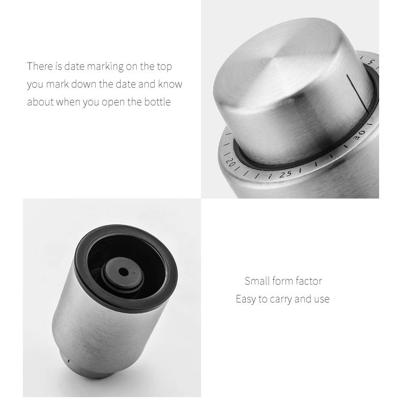 Wine Plug Vacuum Retain Freshness Champagne Stopper Red Wine Stopper Stainless Steel Wine Bottle Cap Leak-Proof Sealing.