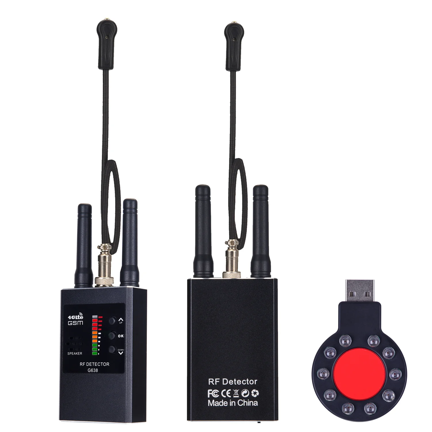 Three Antennas Anti Spy Wireless RF Signal Detector Bug GSM GPS Tracker Hidden Camera Eavesdropping Device Scanner Professional