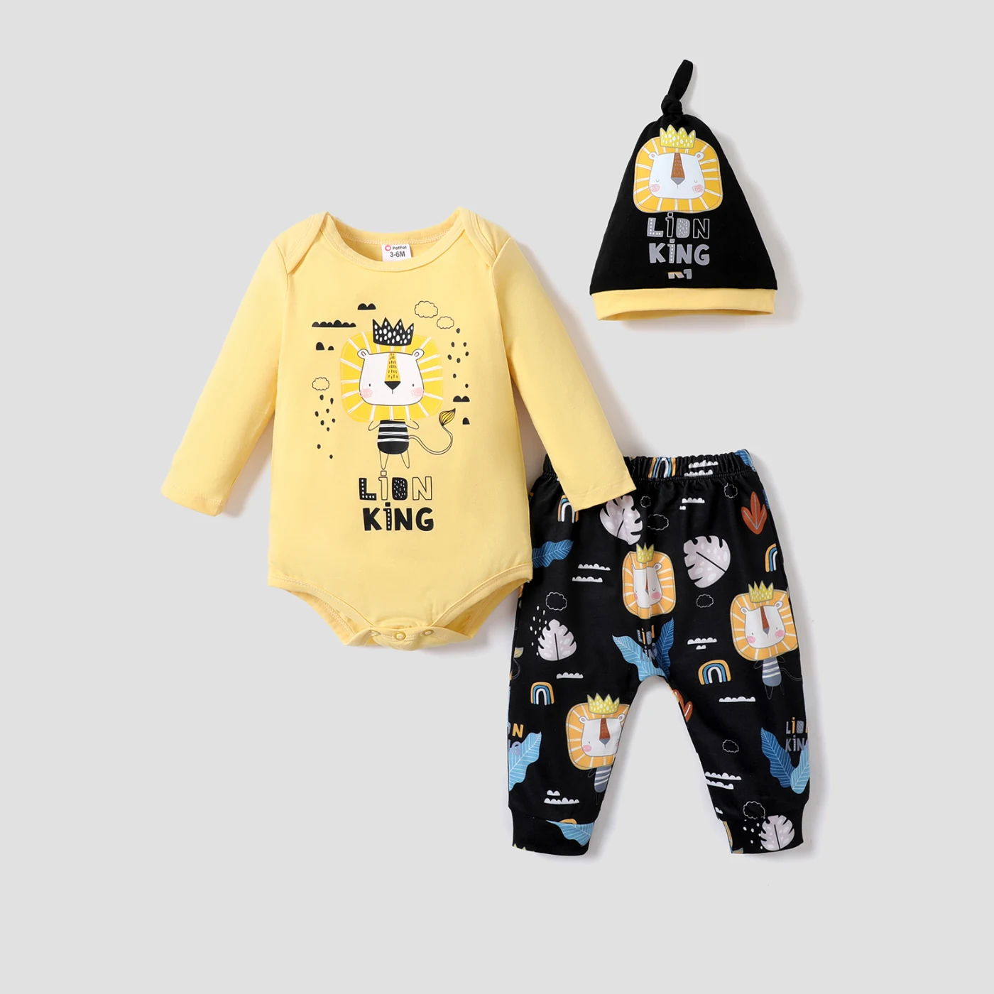 PatPat 3pcs Medium Thickness Childlike Animal Pattern Set for Baby Boy