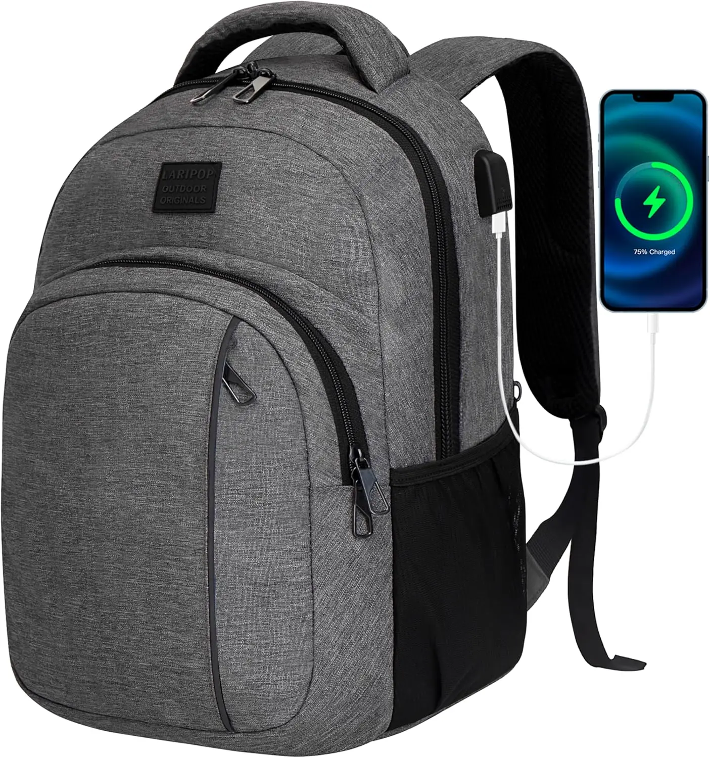 

15.6 Inch Water-Resistant Laptop Backpack with USB Charging Port for Men and Women, Ideal for Travel, Work, College