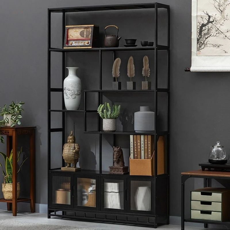 Bogu frame solid wood Chinese tea cabinet shelf tea table small modern simple