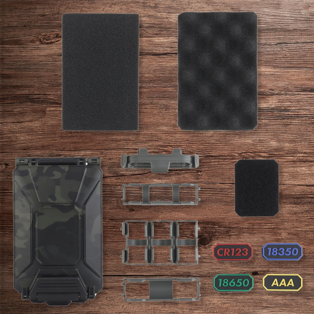Battery Storage Case Waterproof Battery Organizer Holder Case with Movable Inserts For CR2032 AAA 18650 18350 CR123A Batteries