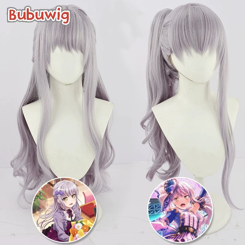 Bubuwig Synthetic Hair Minato Yukina Cosplay Wigs BanG Dream! Minato Yukina 80cm Women Long Wavy Gray Purple Wig Heat Resistant