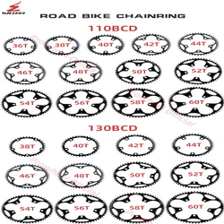 Road Bike Chainwheel Folding Round Narrow Wide Sprockets 110/130 BCD 50/52/54/56/58/60T AL7075 Bicycle Chainring