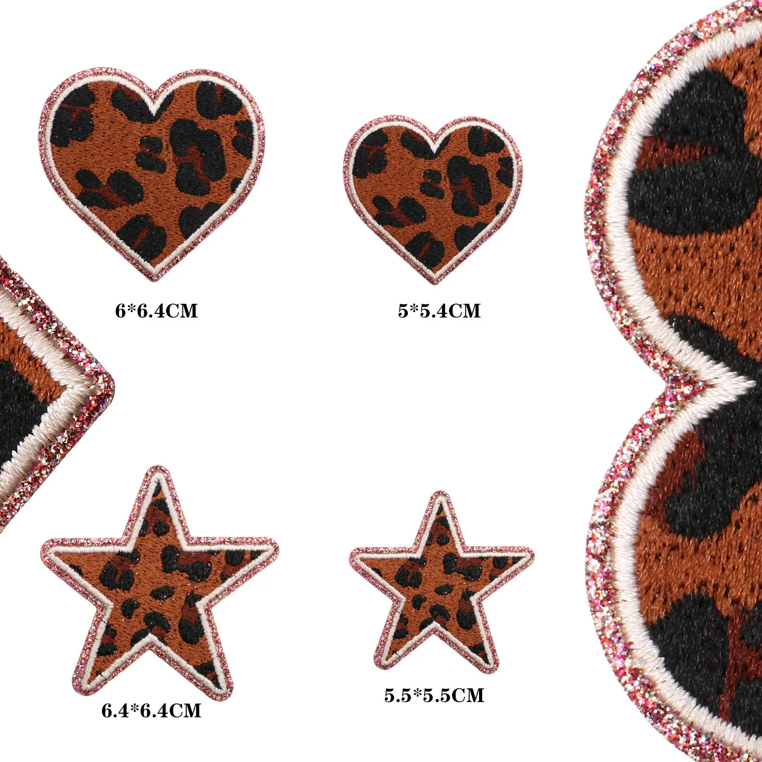 

A New Style of Patchwork Leather Embroidery Five-pointed Star Patch Clothing Decoration Leopard Print Heart Stamp Sticker