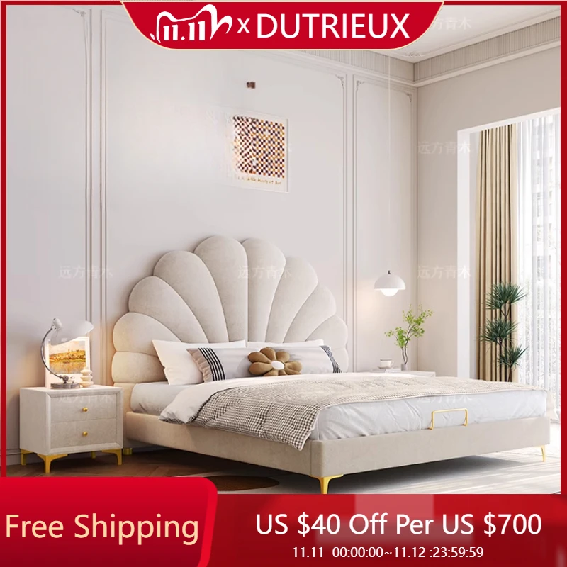 

Ltalian Comfortable Bed Minimalist Soft Design Fashionable Bed Wedding Simple Soft Vintage Reading Wood Muebles Home Furniture