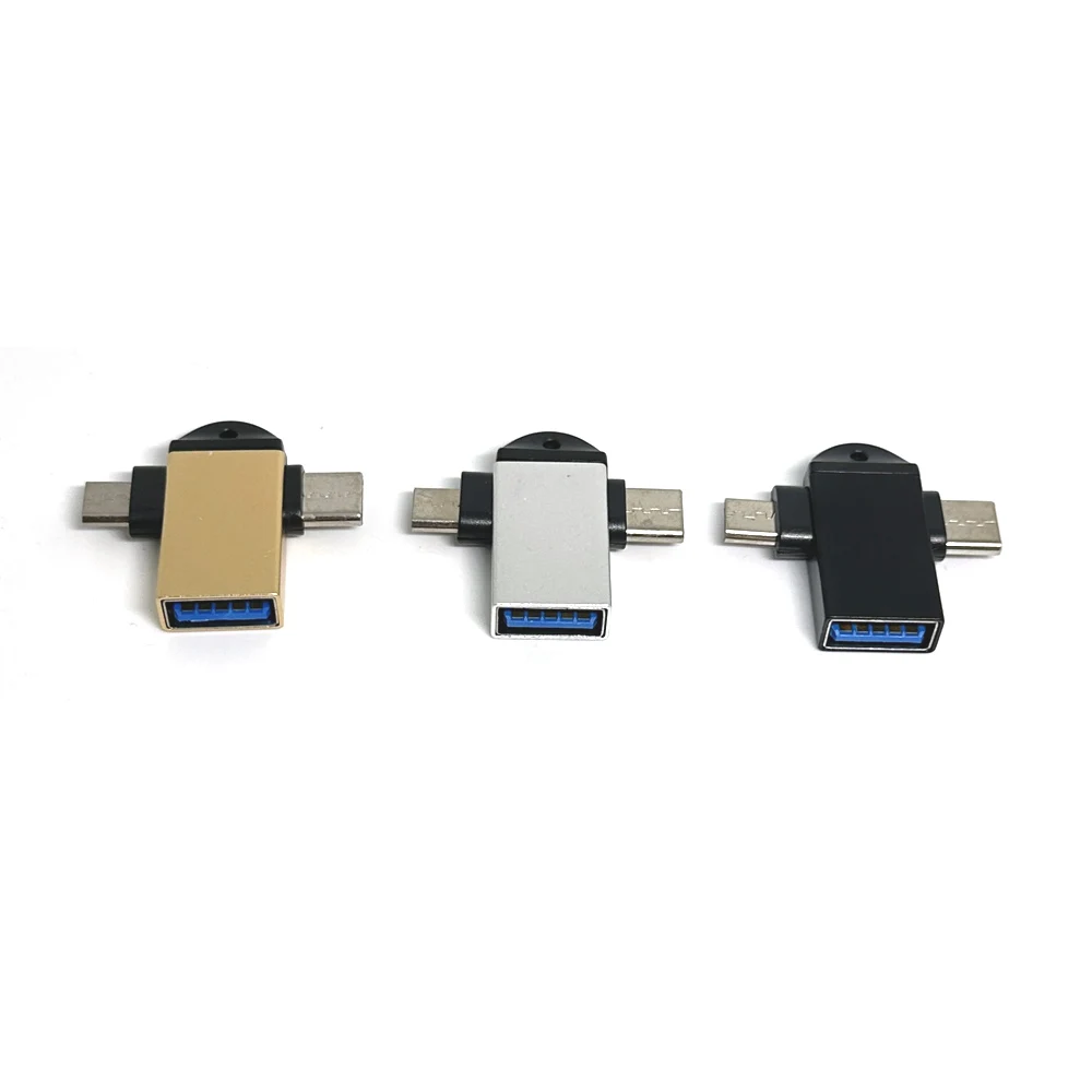 OTG Adapter Cable Lighting 2 In 1 Type C Micro Usb To Usb 3.0 Converter Android Data Transfer Adapter Type C Otg Connector
