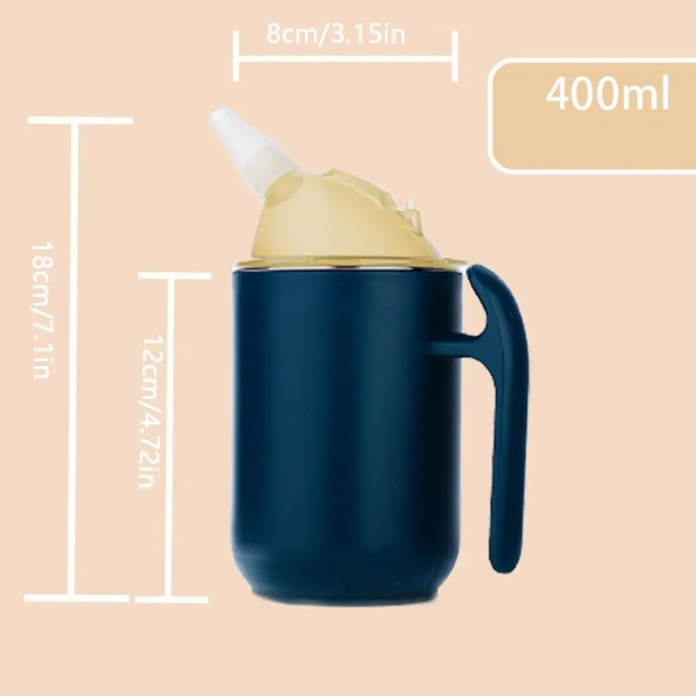 Gobelets anti-déversement pour adultes, 400ml, isolés, pour personnes âgées, avec poignée, tasse d'alimentation en acier inoxydable pour Patients