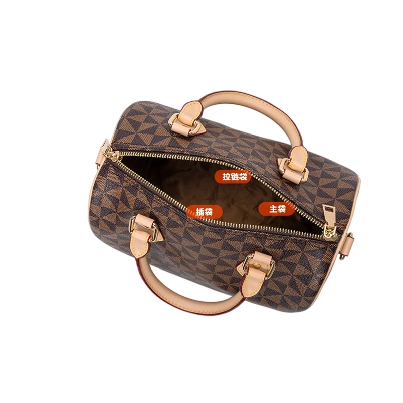 Women Geometric Pattern Boston Bag Top Handle Convertible Crossbody Shoulder Handbag Adjustable Zipper Work Daily