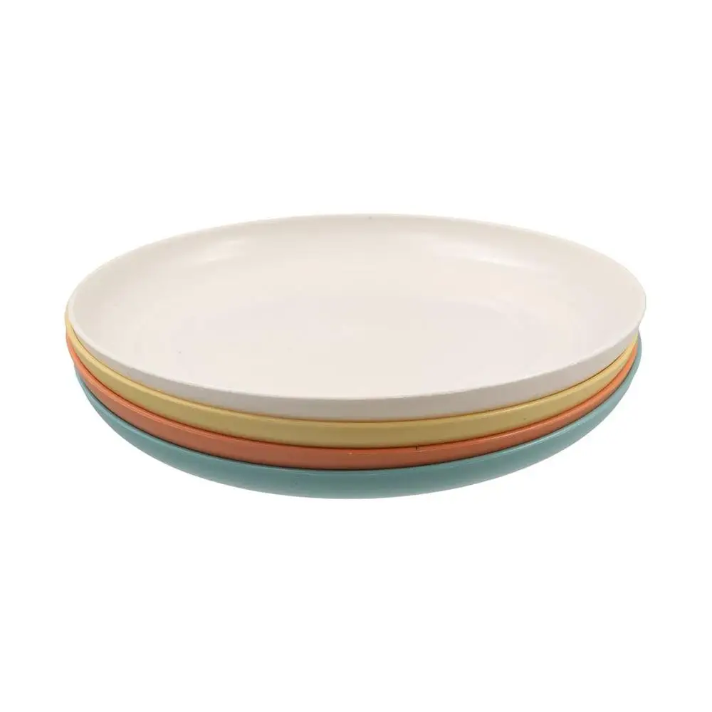 Stackable Plastic Wheat Straw Plates Round Unbreakable Dinner Plates Microwave Safe 15cm Tableware Snack