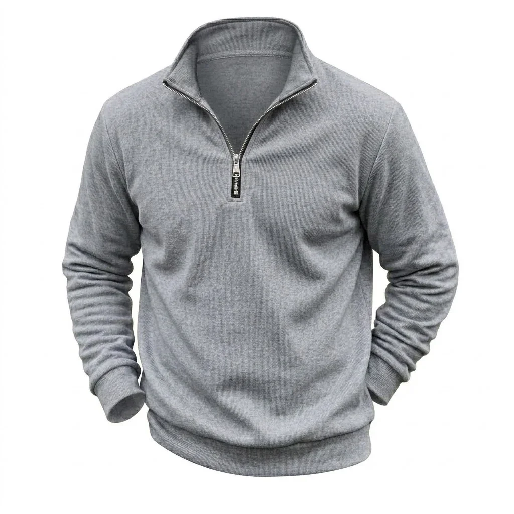Mens Zip Up Streetwear Mock Neck Jumper Winter Warm Fleece Knit Top Long Sleeve Pullover Outdoor Work Jacket Coats Sweatshirts