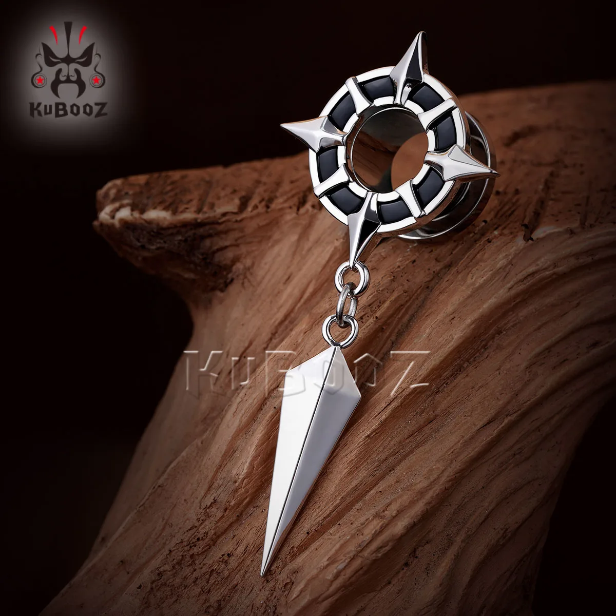 KUBOOZ 1 Paar Gothic Stern-Spike Ohr-Tunnel mit Schraubverschluss, Ohr-Plugs, Hypoallergener Piercing-Schmuck – Detail 6