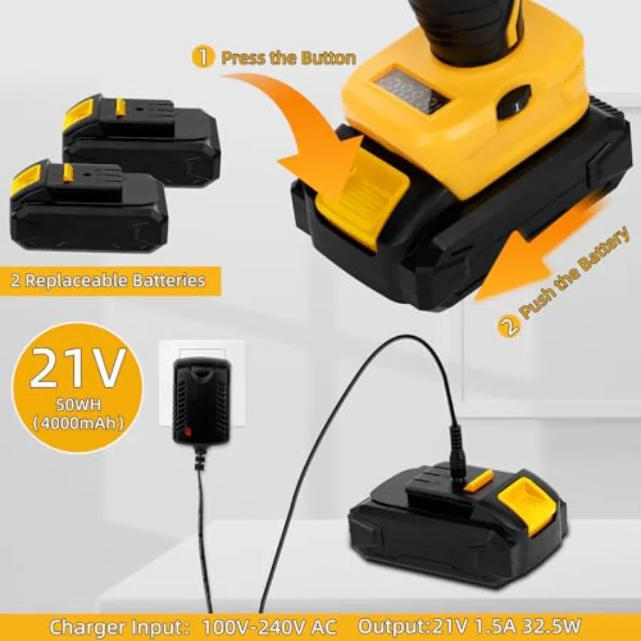 電動コードレスコーキングガン、液だれ防止、ダブルカートリッジ接着剤エポキシガン、400mL/13.5fl oz、1:1混合比、自動ポリッシュ機能付き