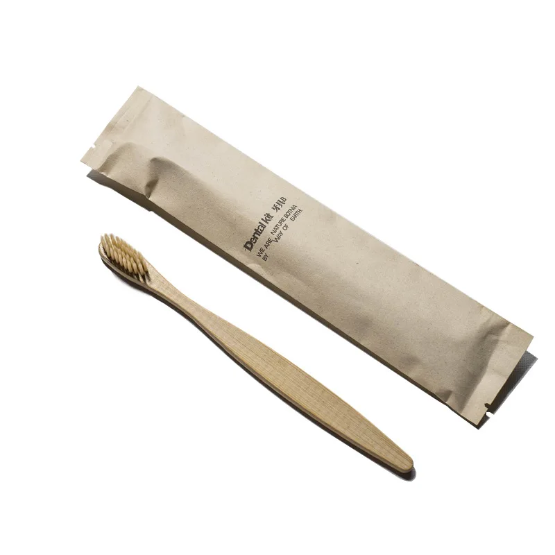 

FSC Certified Cane Paper Bag Hotel Bamboo Toothbrush Toothpaste, B&B Shampoo Shower Gel Set. A Bag of 50 Pieces
