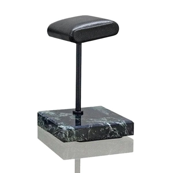 Marble Base PU Leather Watch Stand, High-End Metal Rod Watch Stand, Bracelet, Necklace, Black Display Stand